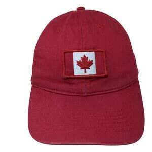 Canada Flag Slideback Baseball Cap Red One Size Adjustable Embroidered 6 Panel